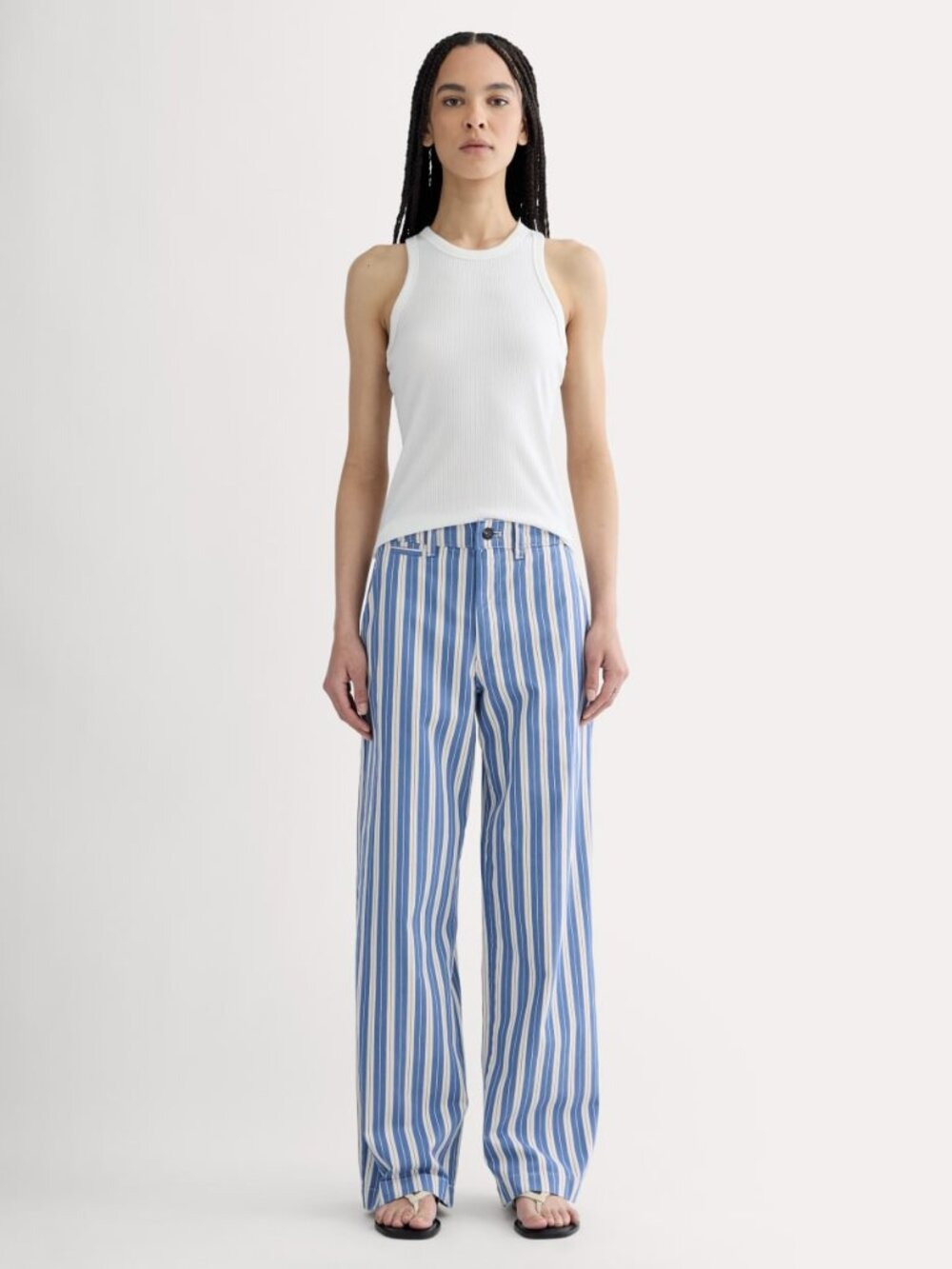 Everlane Women's Wide-Leg Chino Pant in Dutch Blue/Natural, Size 0, Cotton
